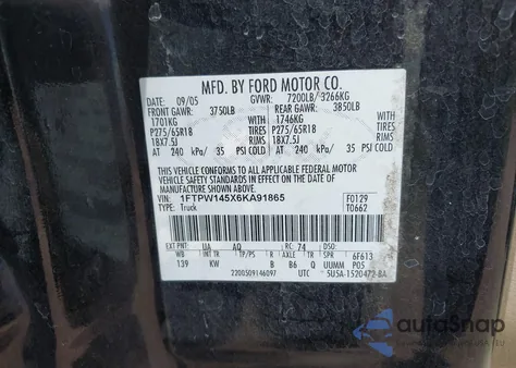 2006 Ford F-150 Fx4/Lariat/Xlt from USA, damaged, VIN 1FTPW145X6KA91865